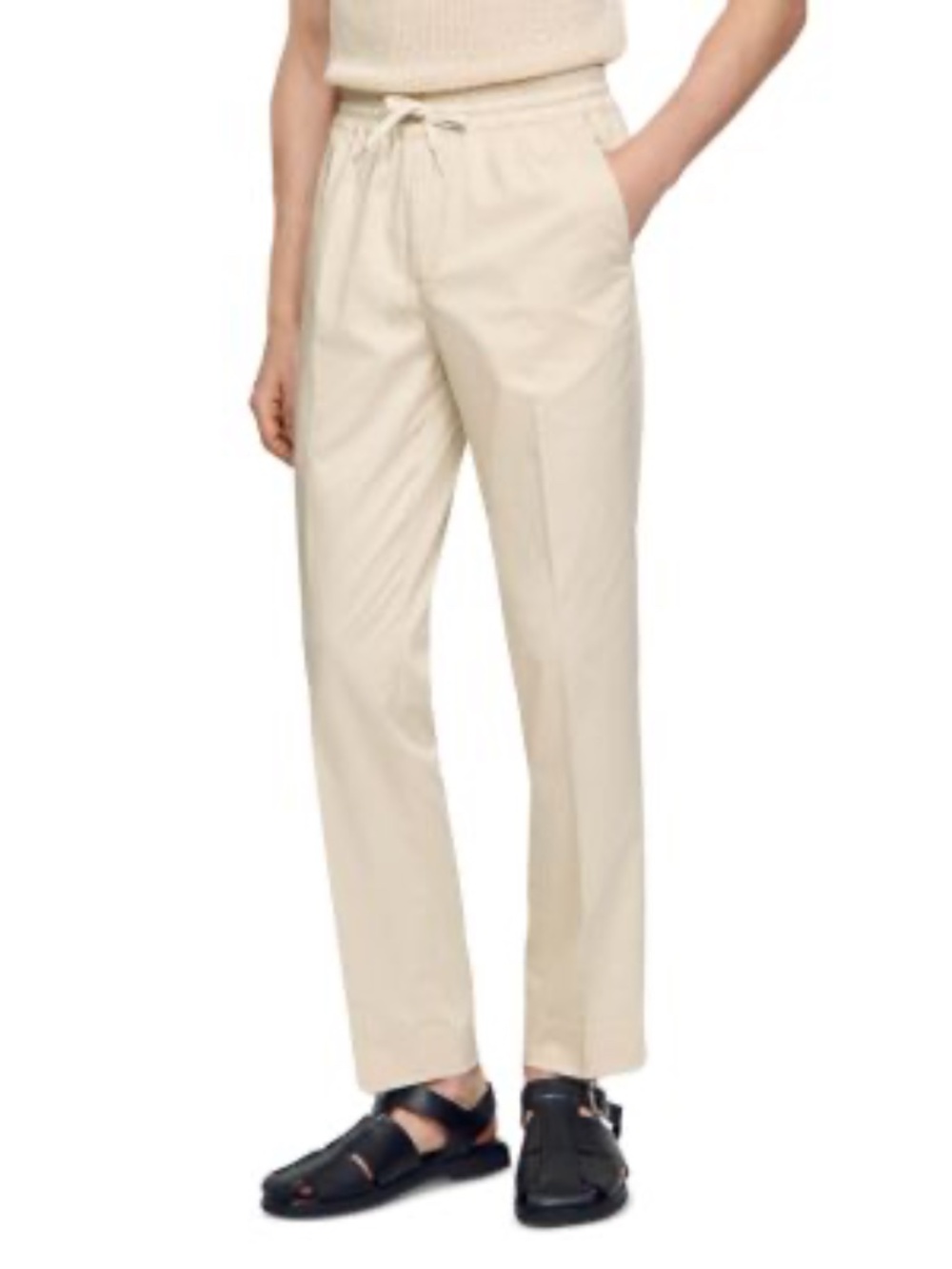 Sandro Men's Alpha Cotton Blend Straight Leg Drawstring Pants Size 34 NWT